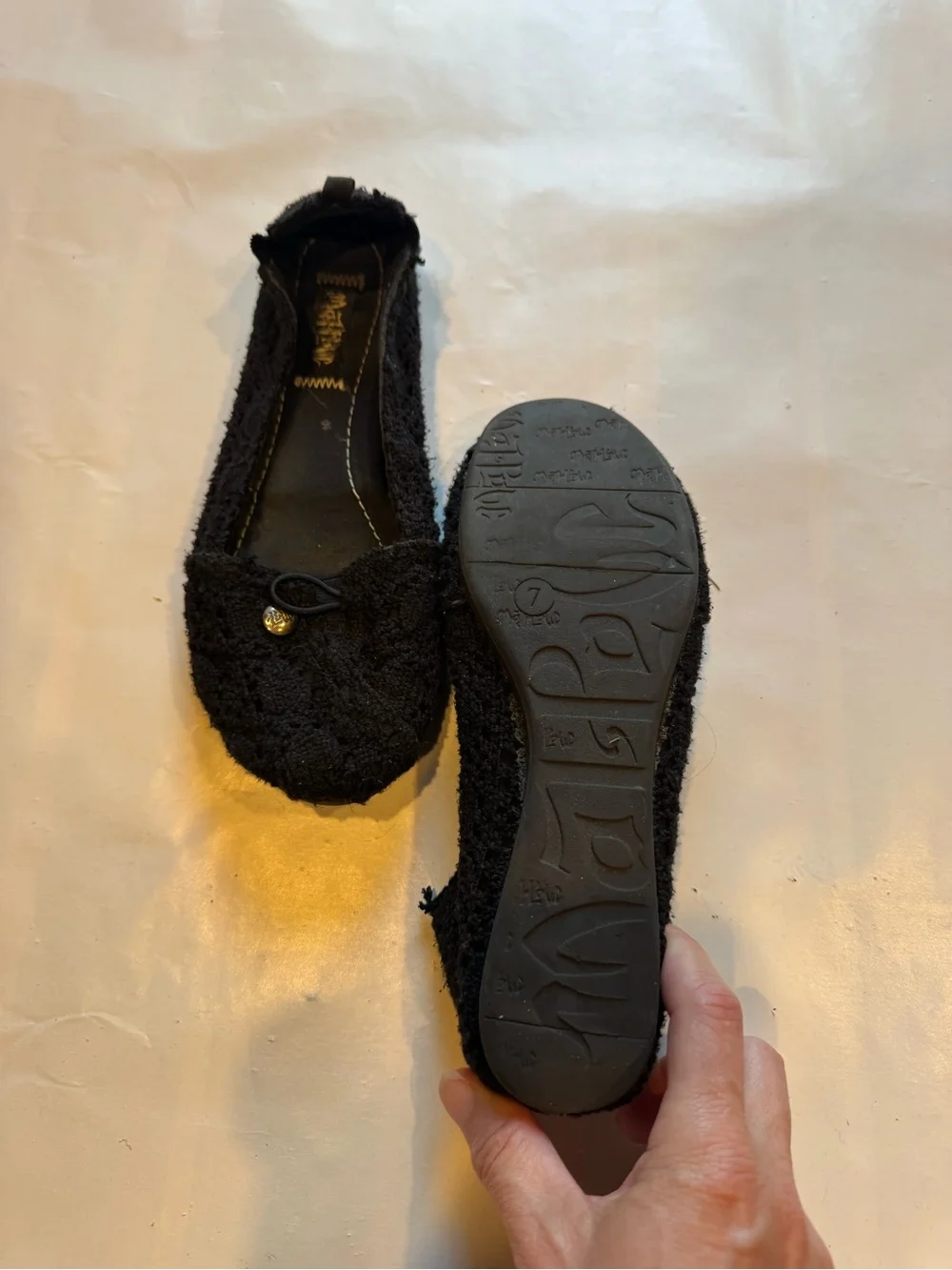 Target Black Crochet Ballet Flats with Button Accent